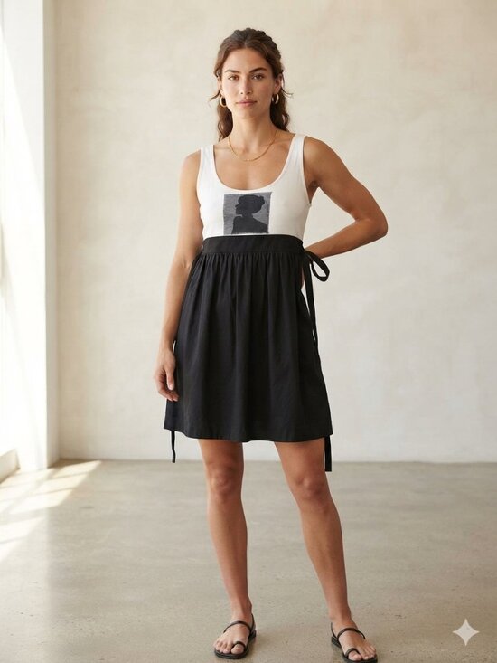 Ardene Dresses & Skirts - Vintage Y2k Ardene Black & White Mini Dress Graphic Bust Minimalist Color Block